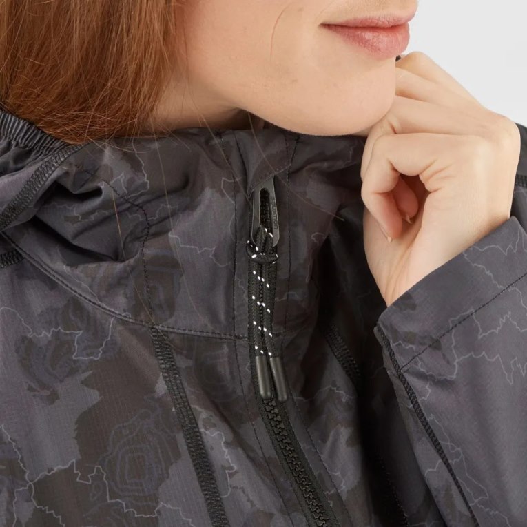 Black Salomon Outlife Long Packable Women's Windbreaker | IE AJ4093